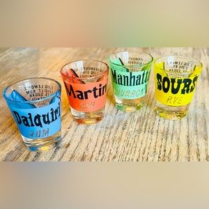 Set Of 4 Vintage Colorful Shot Glasses By Federal Glassware “Rumpus Set” 1960’s